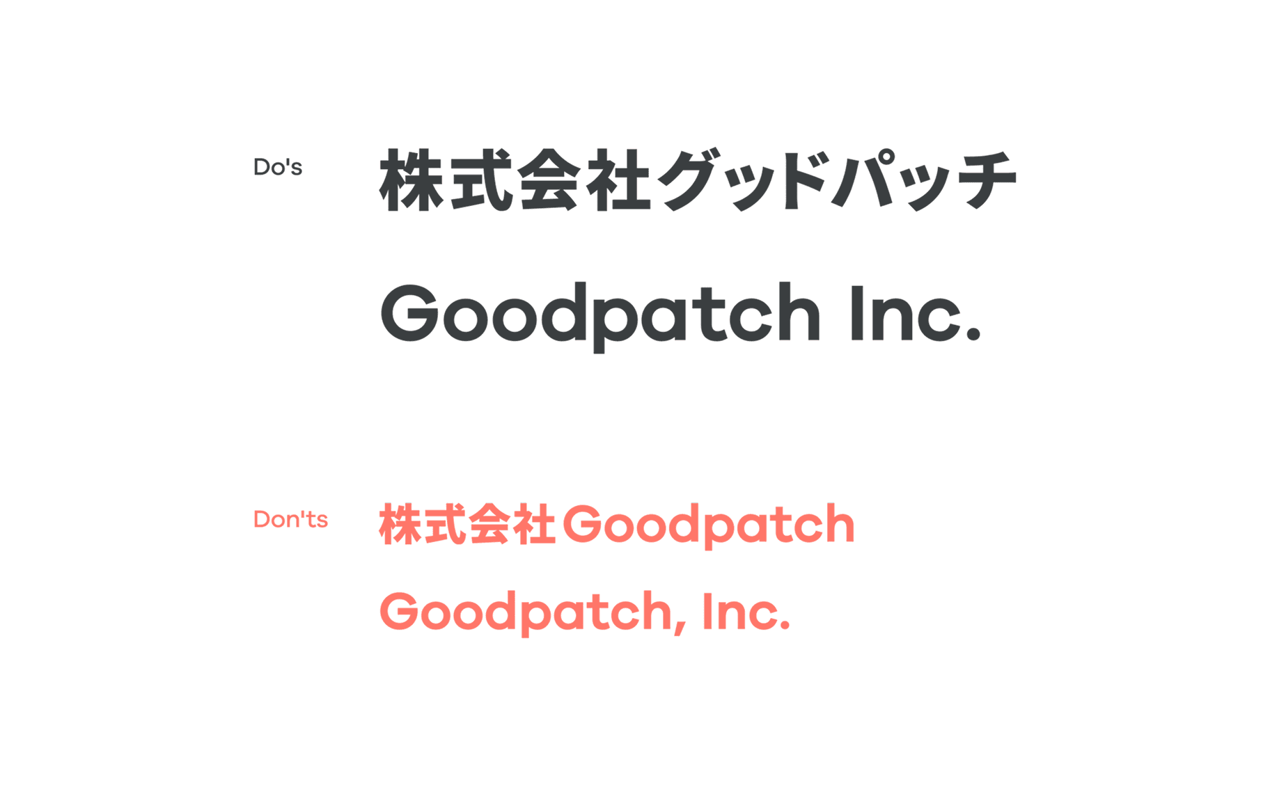 株式会社グッドパッチとGoodpatch Inc.の正式な会社名表記